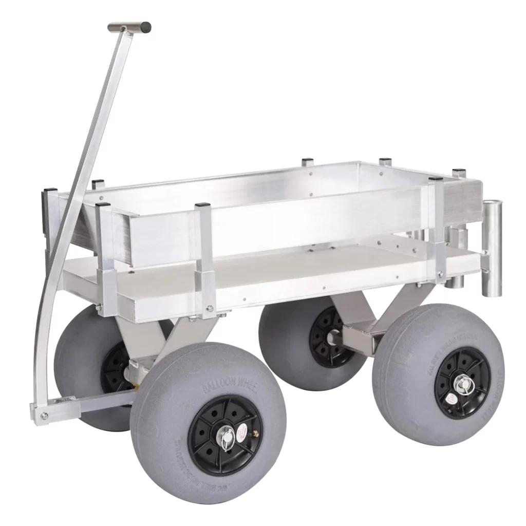 VEVOR Beach Fishing Cart, 34.5 x 23.6 x 25.5 inch Fish and Marine Carts w/ 330lbs Load Capacity, with Big Wheels Balloon Tires for Sand, Heavy-Duty Aluminum Wagon-Rod Holders and Trolley, no Rust cipads