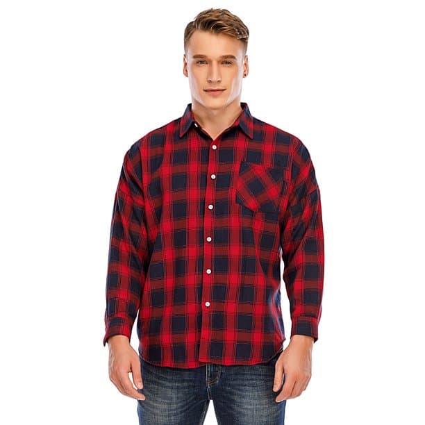 DODOING Men's Flannel Shirts Plaid Shirt Long Sleeve Plaid Shirt thebookongonefishing