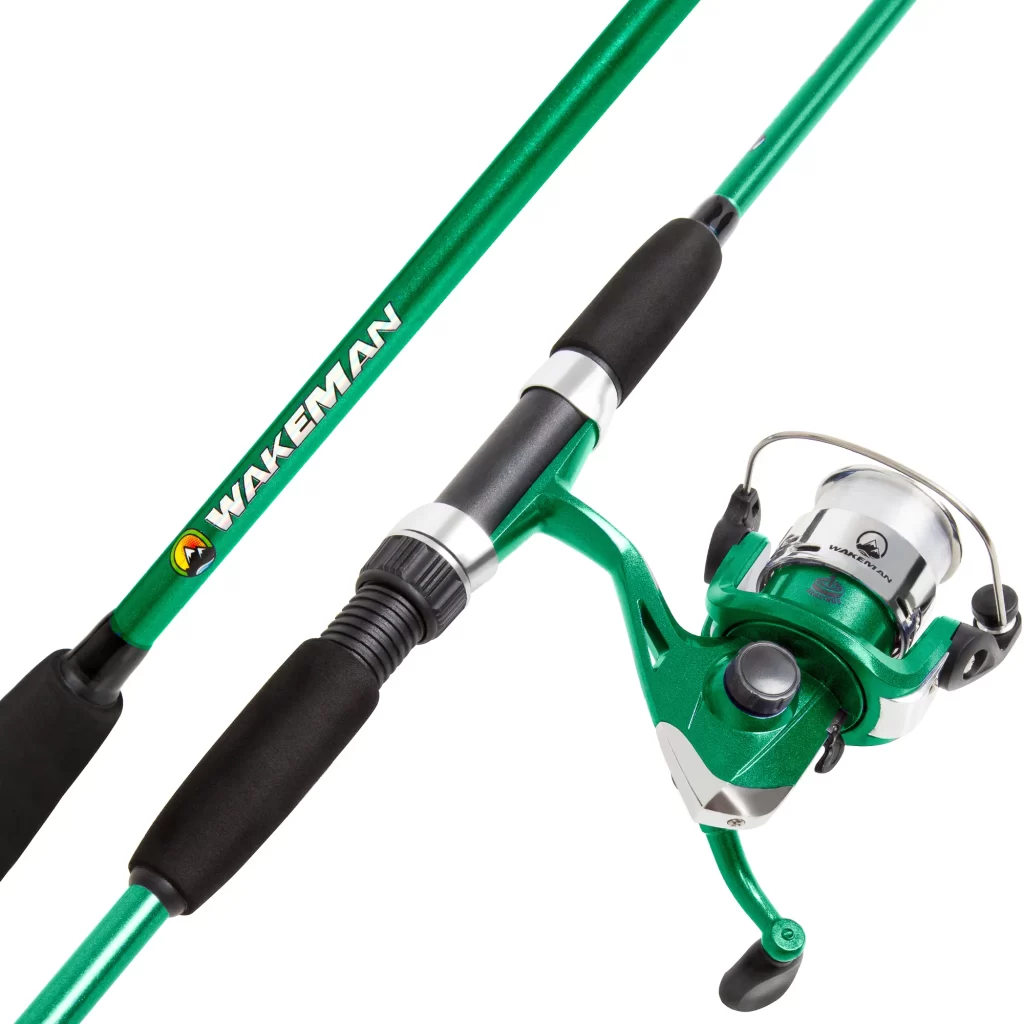 Fishing Rod and Reel Combo, Spinning Reel, Fishing Gear for Bass and Trout Fishing, Great for Kids, Green - Swarm Series by Wakeman thebookongonefishing