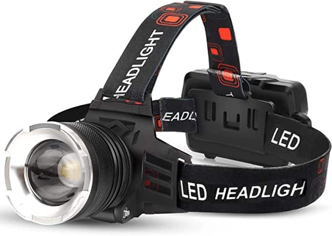 AMAKER LED Rechargeable Headlamp, 90000 Lumens Super Bright with 5 Modes & IPX6 Level Waterproof USB Rechargeable Zoom Headlamp, 90° Adjustable for Outdoor Camping, Running, Cycling,Climbing thebookongonefishing