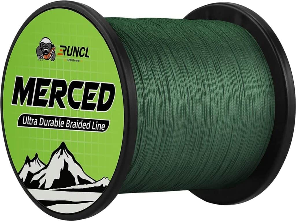 RUNCL Braided Fishing Line Merced, 1000 500 300 Yards Braided Line 4 8 Strands, 6-200LB - Proprietary Weaving Tech, Thin-Coating Tech, Stronger Smoother - Fishing Line for Freshwater Saltwater thebookongonefishing